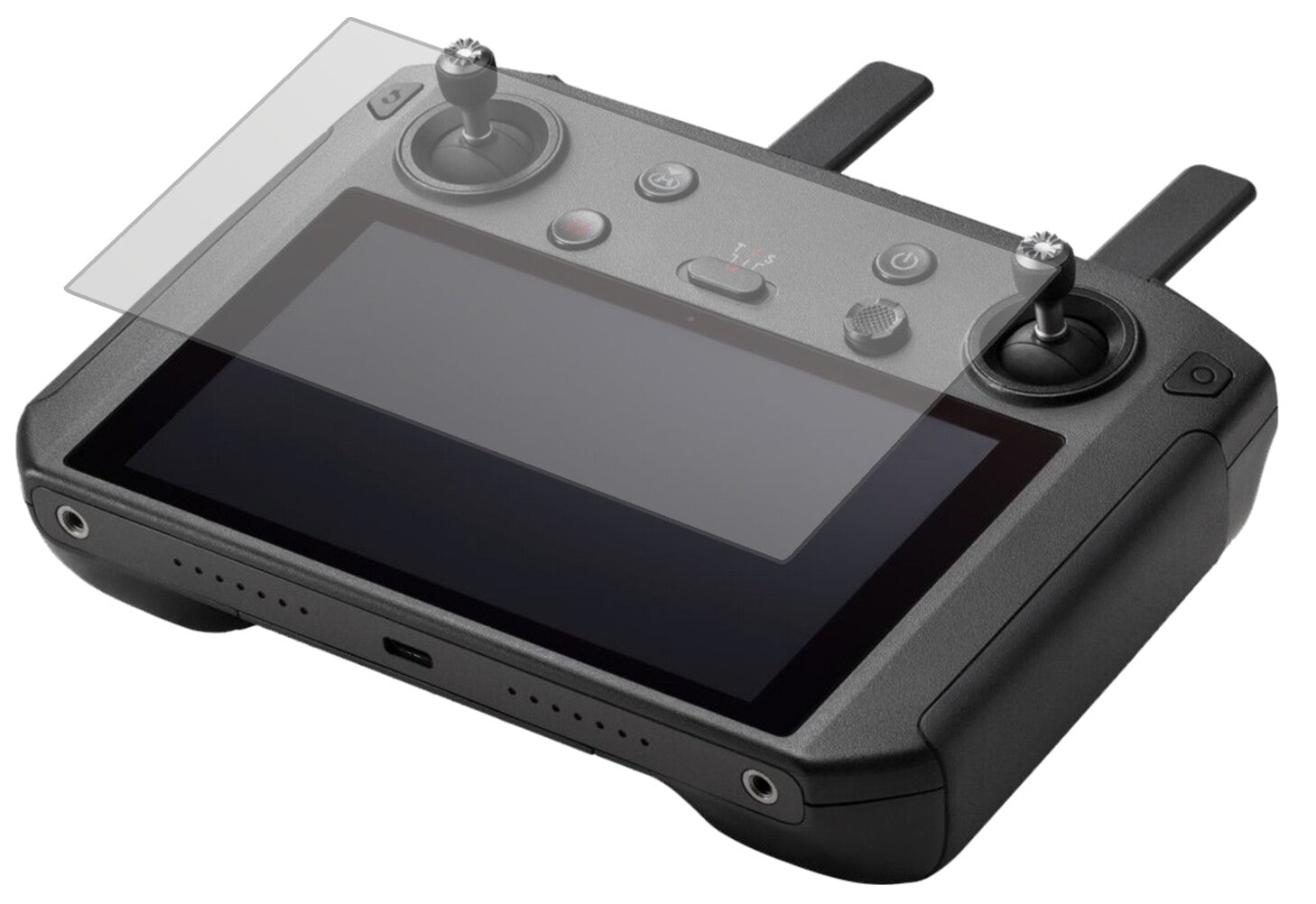 DJISmart Controller mit aufgebrachter dipos Displayschutzfolie, die lästige Fingerabdrücke minimiert