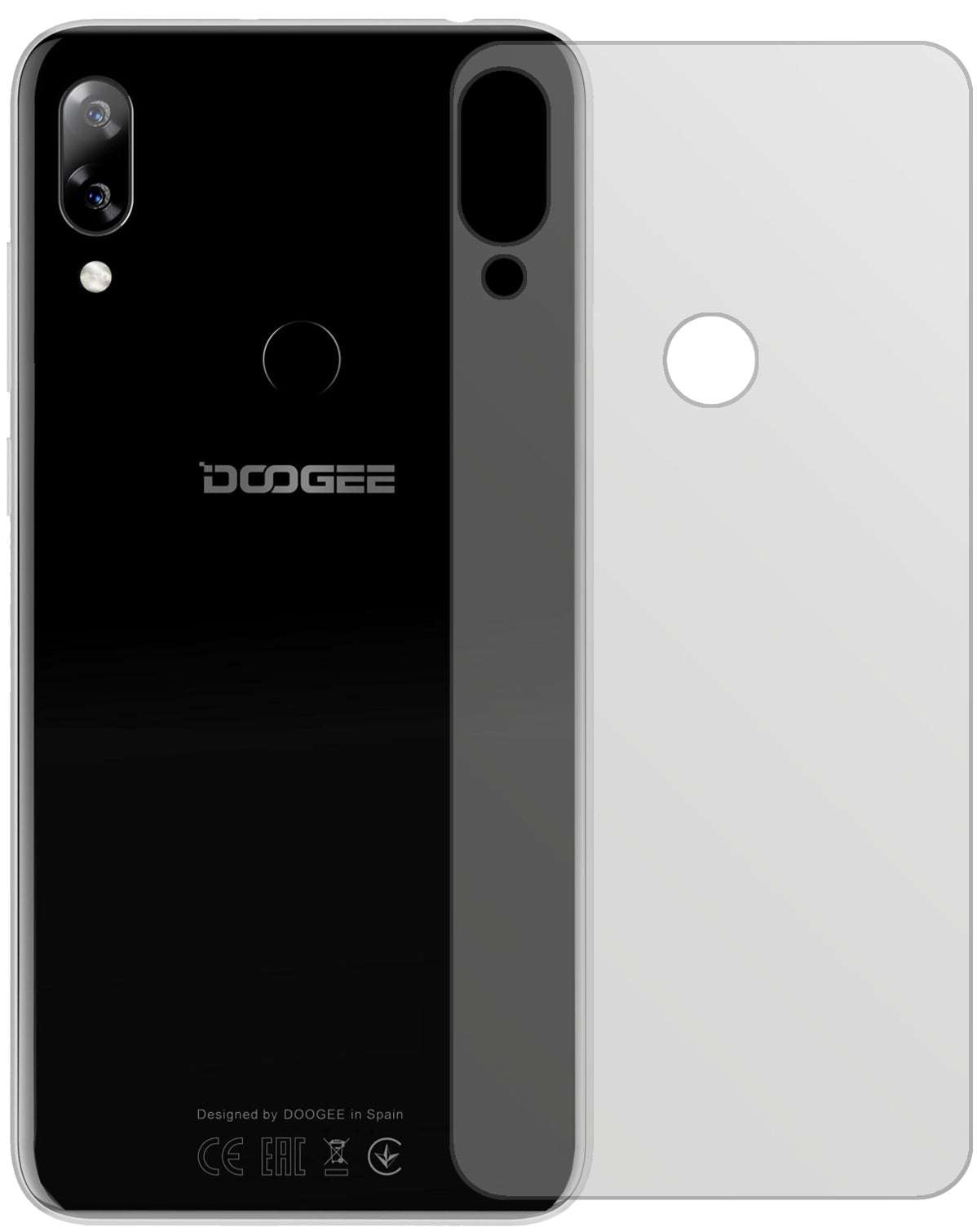 DoogeeN10 Rückseite mit aufgebrachter dipos Displayschutzfolie, die lästige Fingerabdrücke minimiert