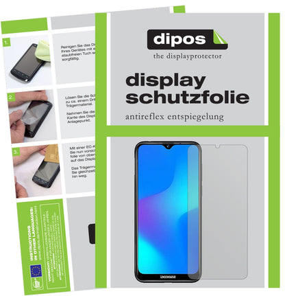 DoogeeY8 mit aufgebrachter dipos Displayschutzfolie, die lästige Fingerabdrücke minimiert