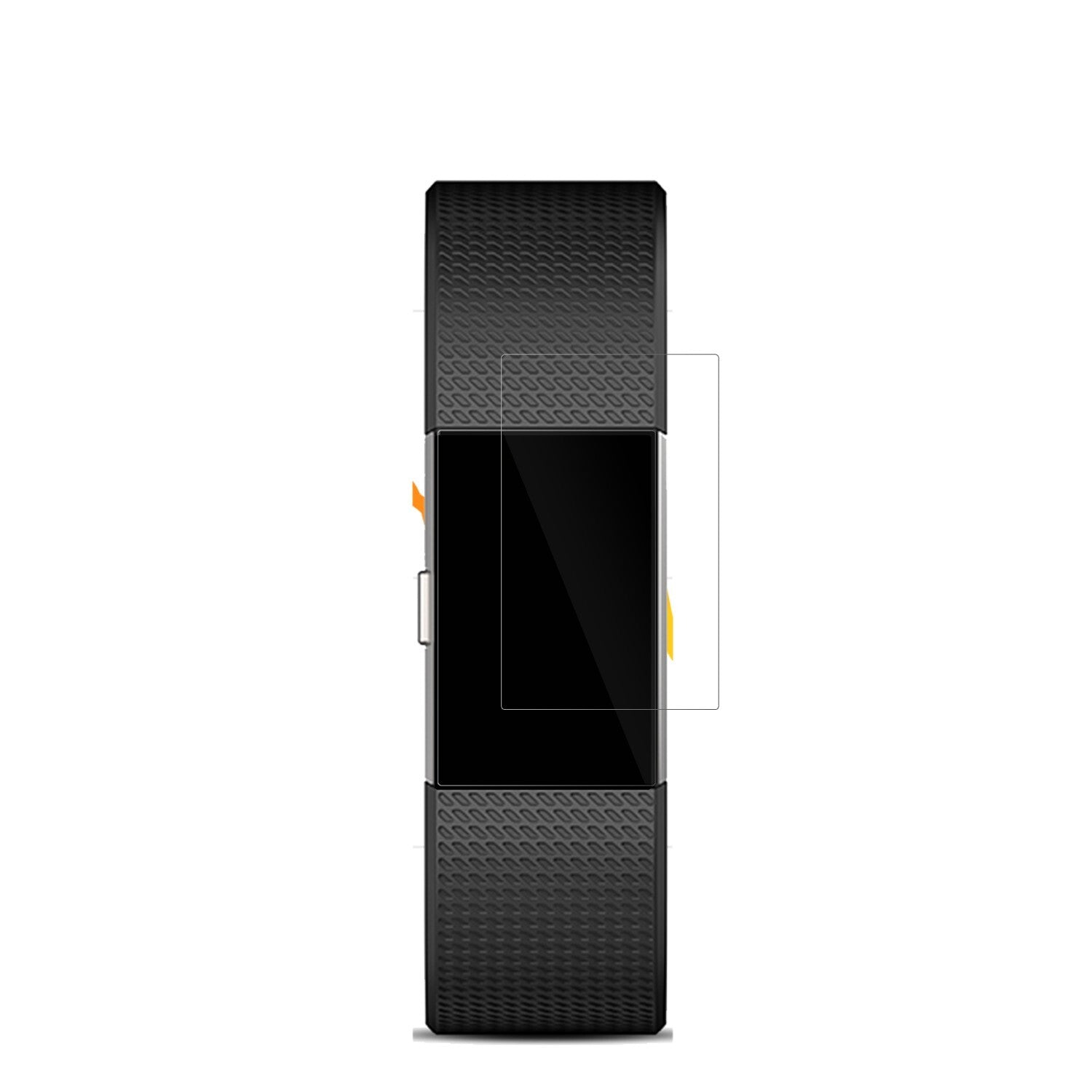 FitbitCharge 2 mit aufgebrachter dipos Displayschutzfolie, die lästige Fingerabdrücke minimiert