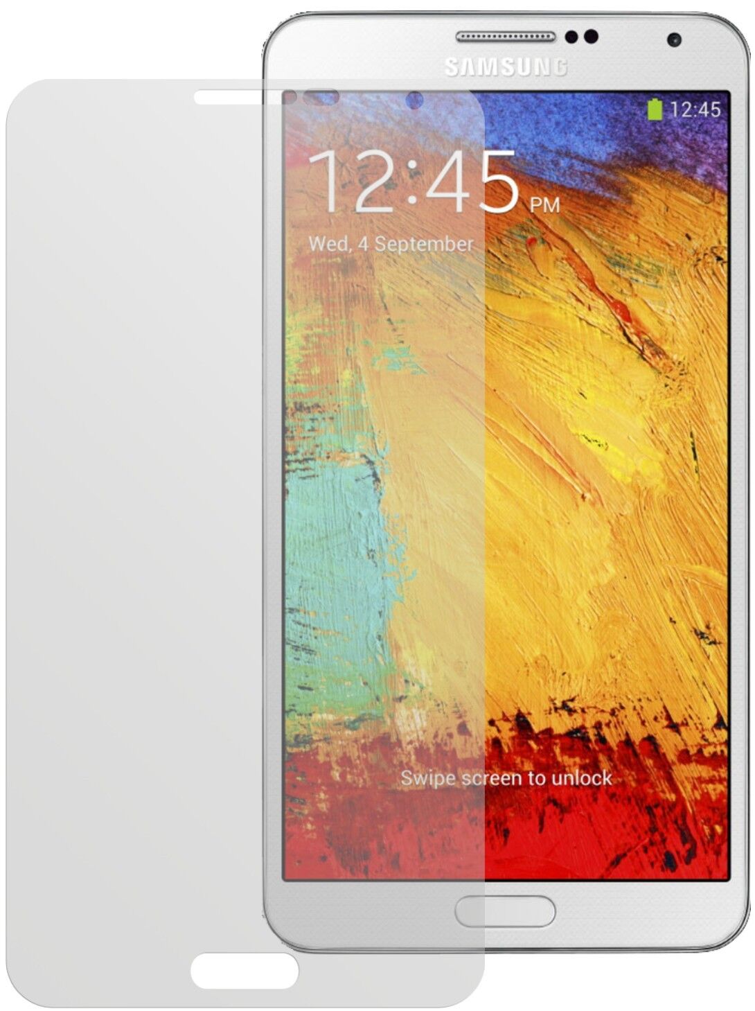 Galaxy Note 3Samsung mit aufgebrachter dipos Displayschutzfolie, die lästige Fingerabdrücke minimiert