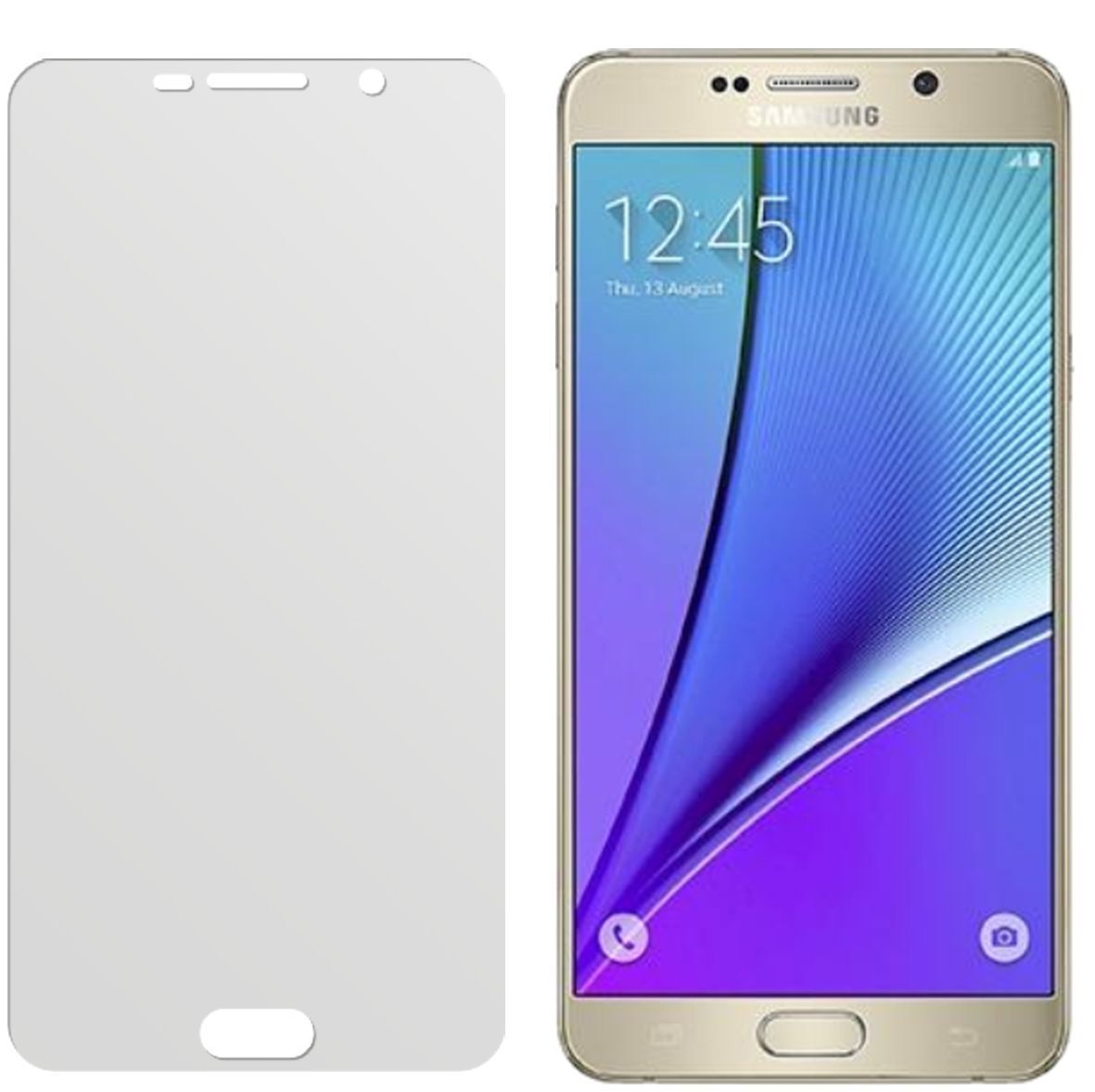 Galaxy Note 5Samsung mit aufgebrachter dipos Displayschutzfolie, die lästige Fingerabdrücke minimiert