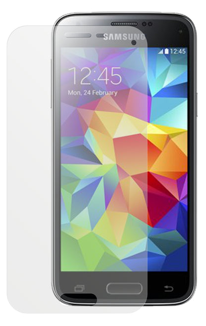 Galaxy S5 miniSamsung mit aufgebrachter dipos Displayschutzfolie, die lästige Fingerabdrücke minimiert