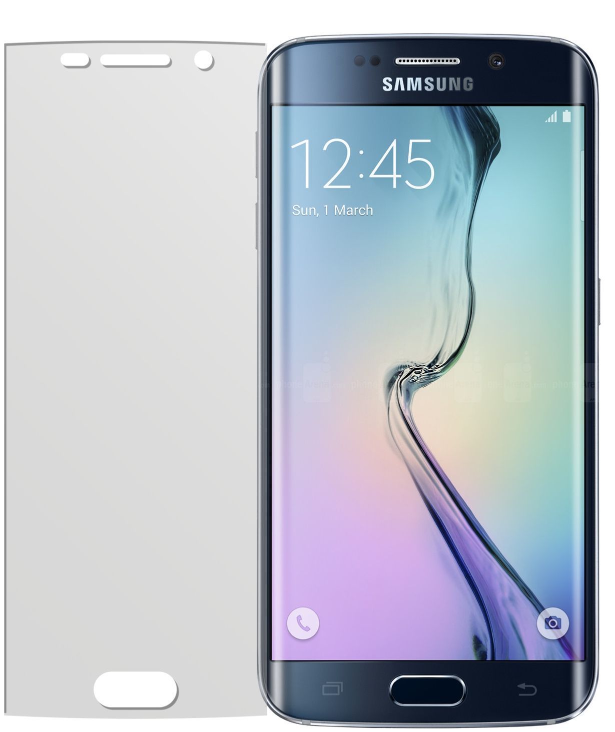 Galaxy S6 EdgeSamsung mit aufgebrachter dipos Displayschutzfolie, die lästige Fingerabdrücke minimiert