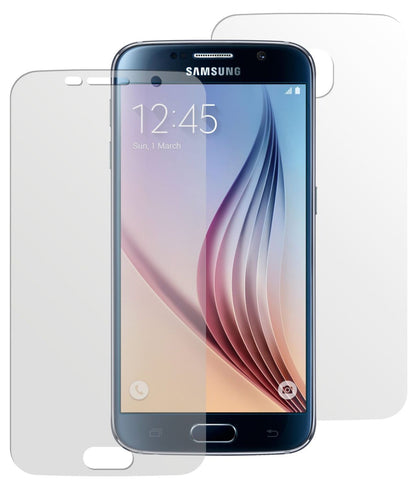 Galaxy S6Samsung mit aufgebrachter dipos Displayschutzfolie, die lästige Fingerabdrücke minimiert