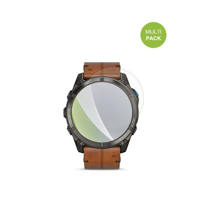 GarminD2 Mach 2 Pro 51mm mit aufgebrachter dipos Displayschutzfolie, die lästige Fingerabdrücke minimiert