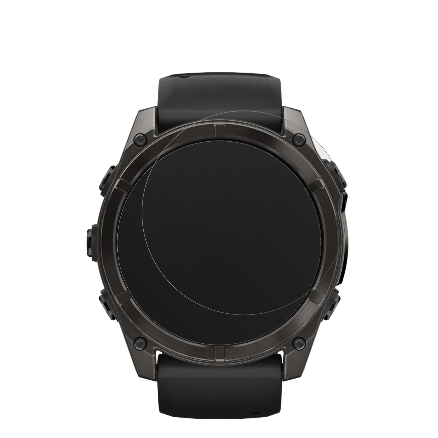 GarminFenix 7x Pro 47mm mit aufgebrachter dipos Displayschutzfolie, die lästige Fingerabdrücke minimiert