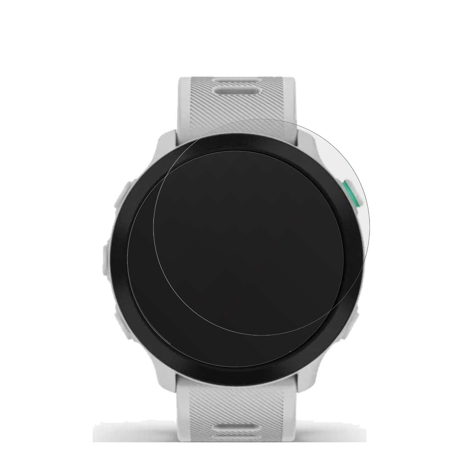 GarminForerunner 55 mit aufgebrachter dipos Displayschutzfolie, die lästige Fingerabdrücke minimiert