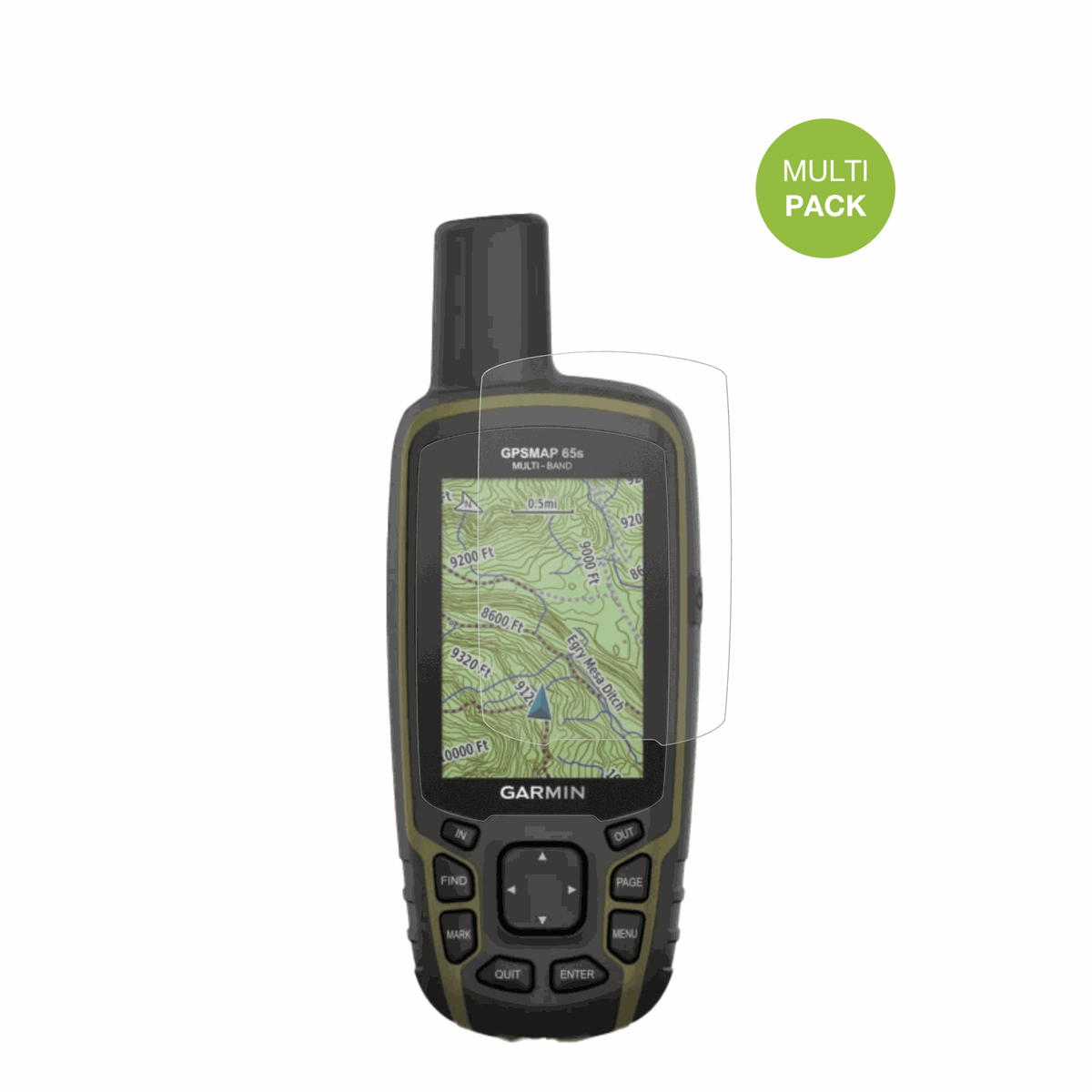 GarminGPSMAP 65s mit aufgebrachter dipos Displayschutzfolie, die lästige Fingerabdrücke minimiert