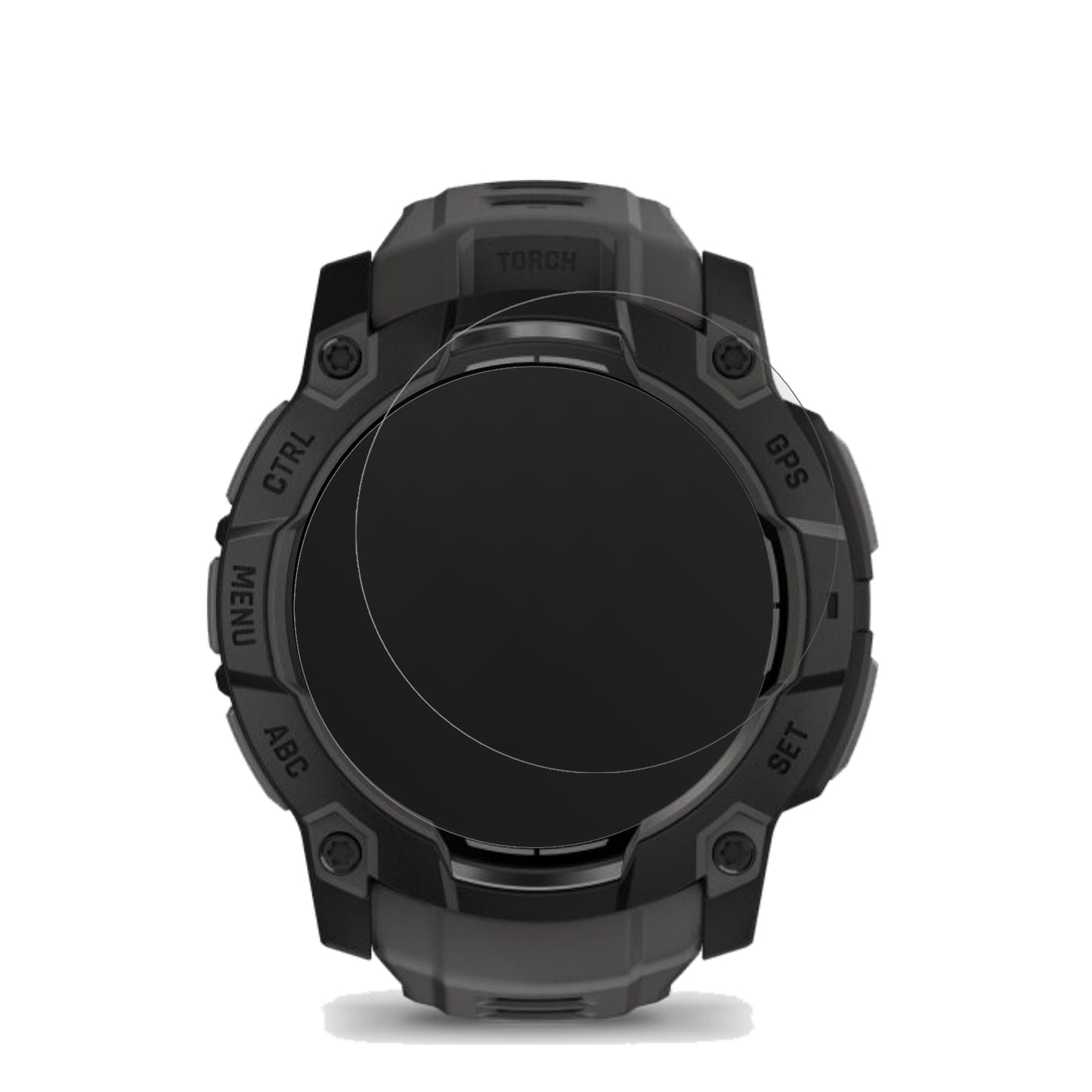 GarminInstinct 3 50mm mit aufgebrachter dipos Displayschutzfolie, die lästige Fingerabdrücke minimiert