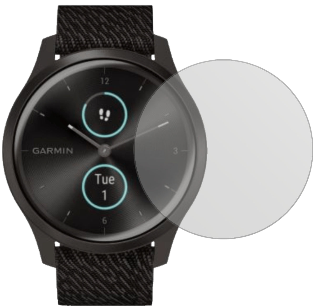 GarminVivomove Style mit aufgebrachter dipos Displayschutzfolie, die lästige Fingerabdrücke minimiert