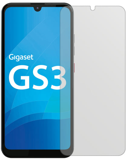 GigasetGS3 mit aufgebrachter dipos Displayschutzfolie, die lästige Fingerabdrücke minimiert