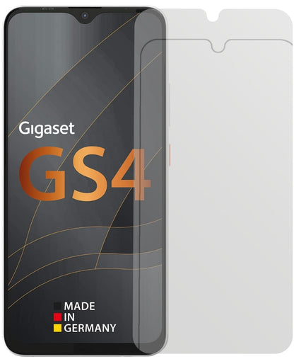 GigasetGS4 mit aufgebrachter dipos Displayschutzfolie, die lästige Fingerabdrücke minimiert