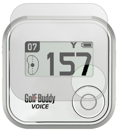GolfbuddyVoice mit aufgebrachter dipos Displayschutzfolie, die lästige Fingerabdrücke minimiert