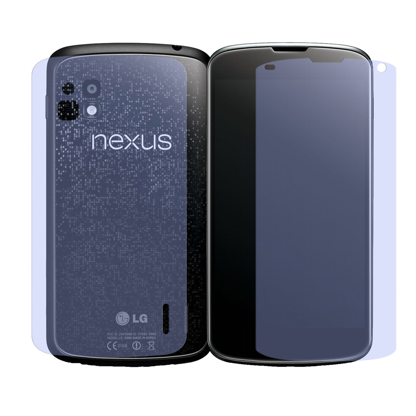 Google Nexus 4LG mit aufgebrachter dipos Displayschutzfolie, die lästige Fingerabdrücke minimiert
