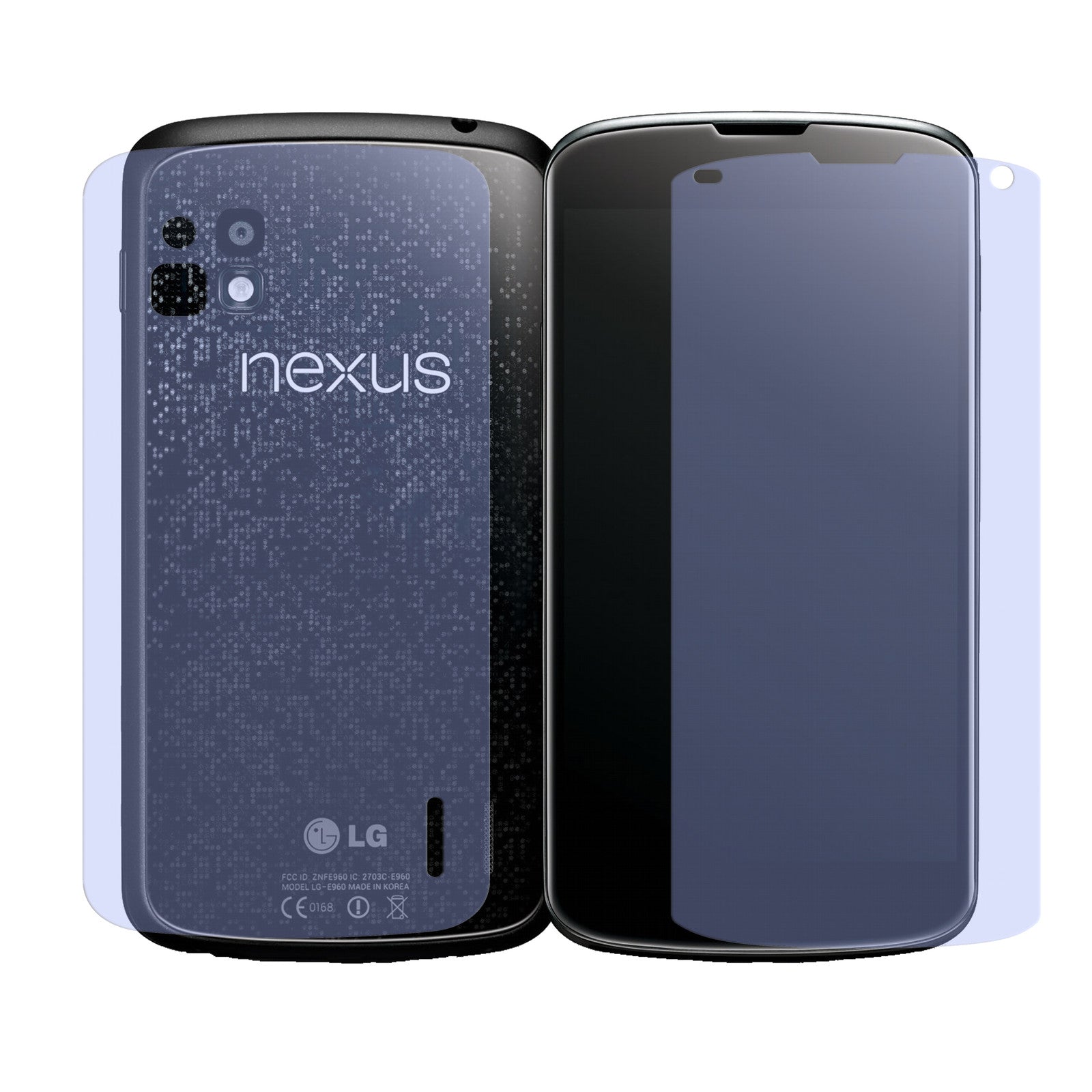 Google Nexus 4LG mit aufgebrachter dipos Displayschutzfolie, die lästige Fingerabdrücke minimiert