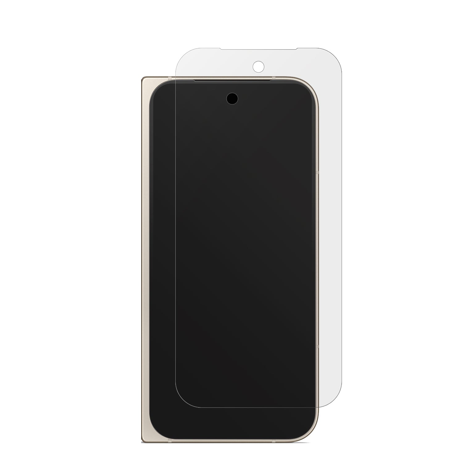 GooglePixel 9 Pro Fold mit aufgebrachter dipos Displayschutzfolie, die lästige Fingerabdrücke minimiert