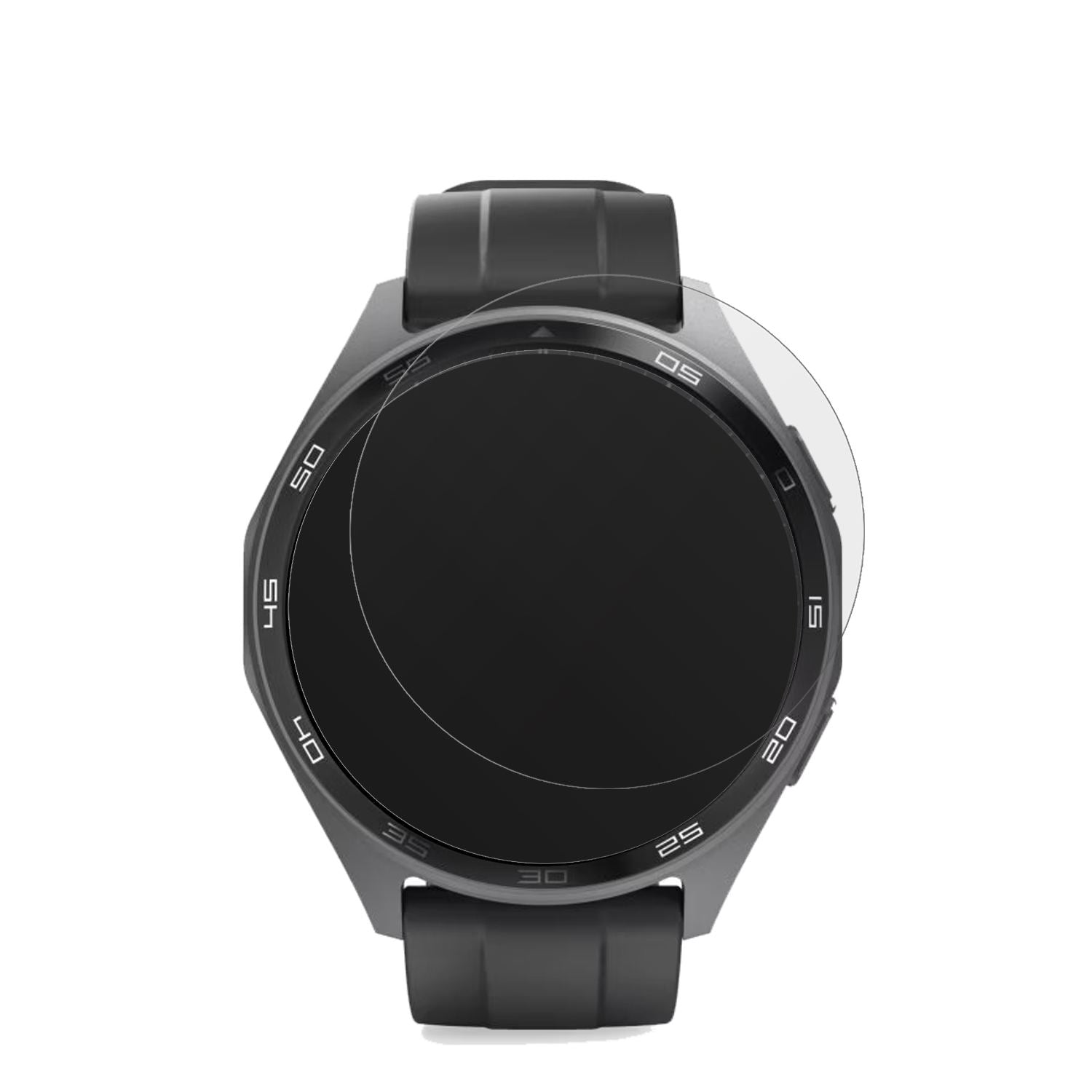 Hama7010 Smartwatch mit aufgebrachter dipos Displayschutzfolie, die lästige Fingerabdrücke minimiert