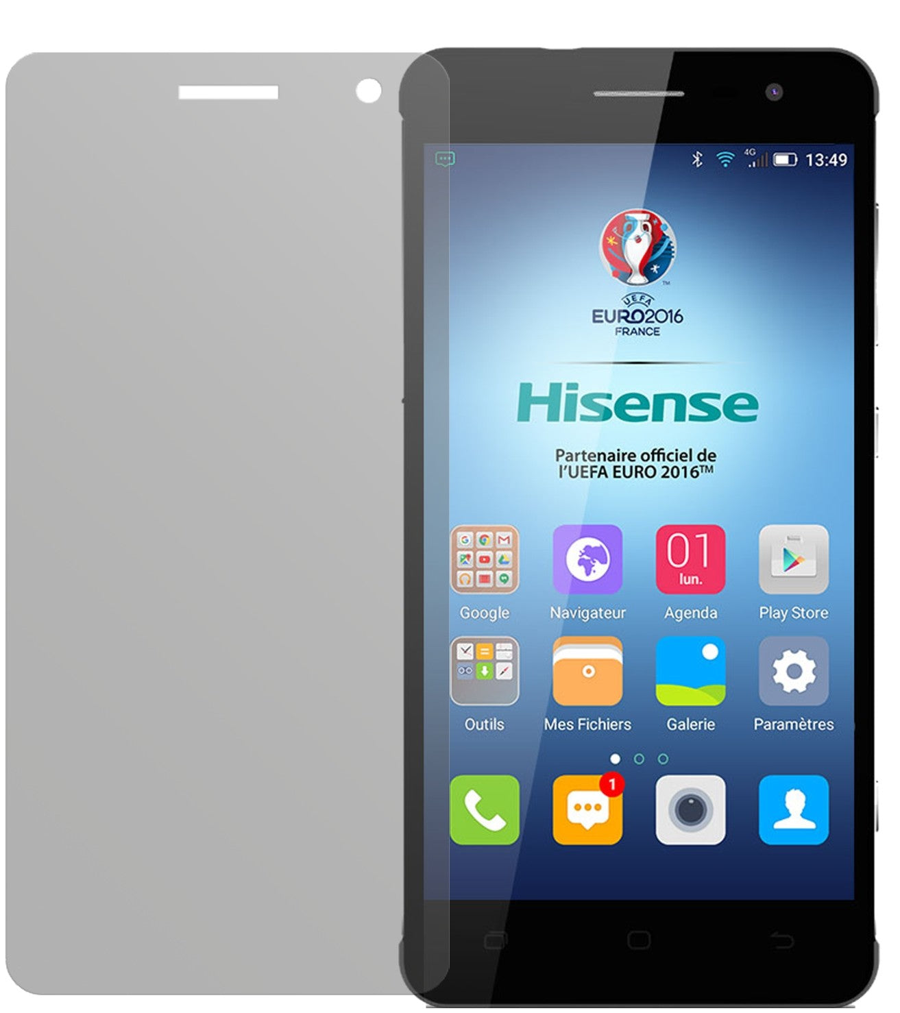 HisenseC20 mit aufgebrachter dipos Displayschutzfolie, die lästige Fingerabdrücke minimiert