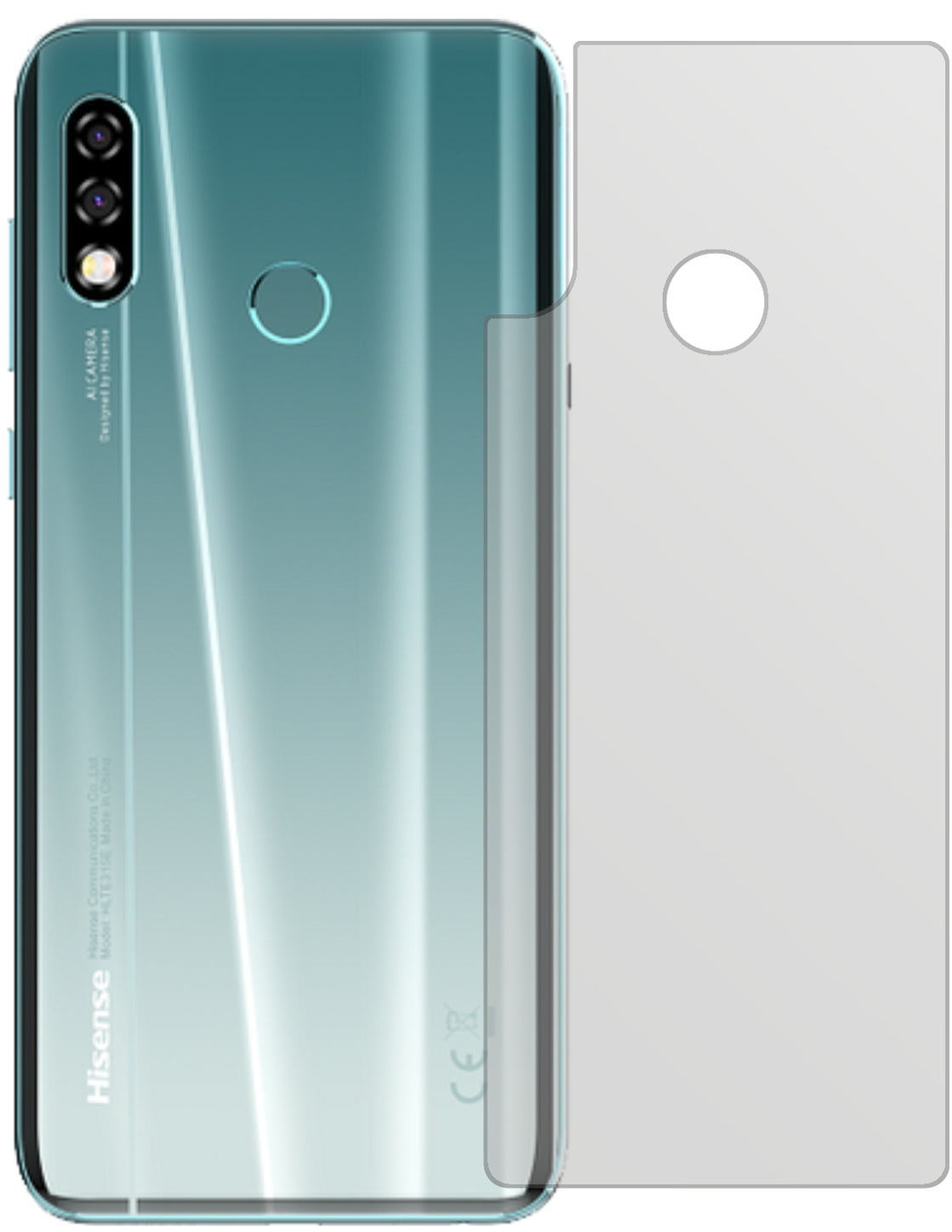 HisenseInfinity H30 Rückseite mit aufgebrachter dipos Displayschutzfolie, die lästige Fingerabdrücke minimiert
