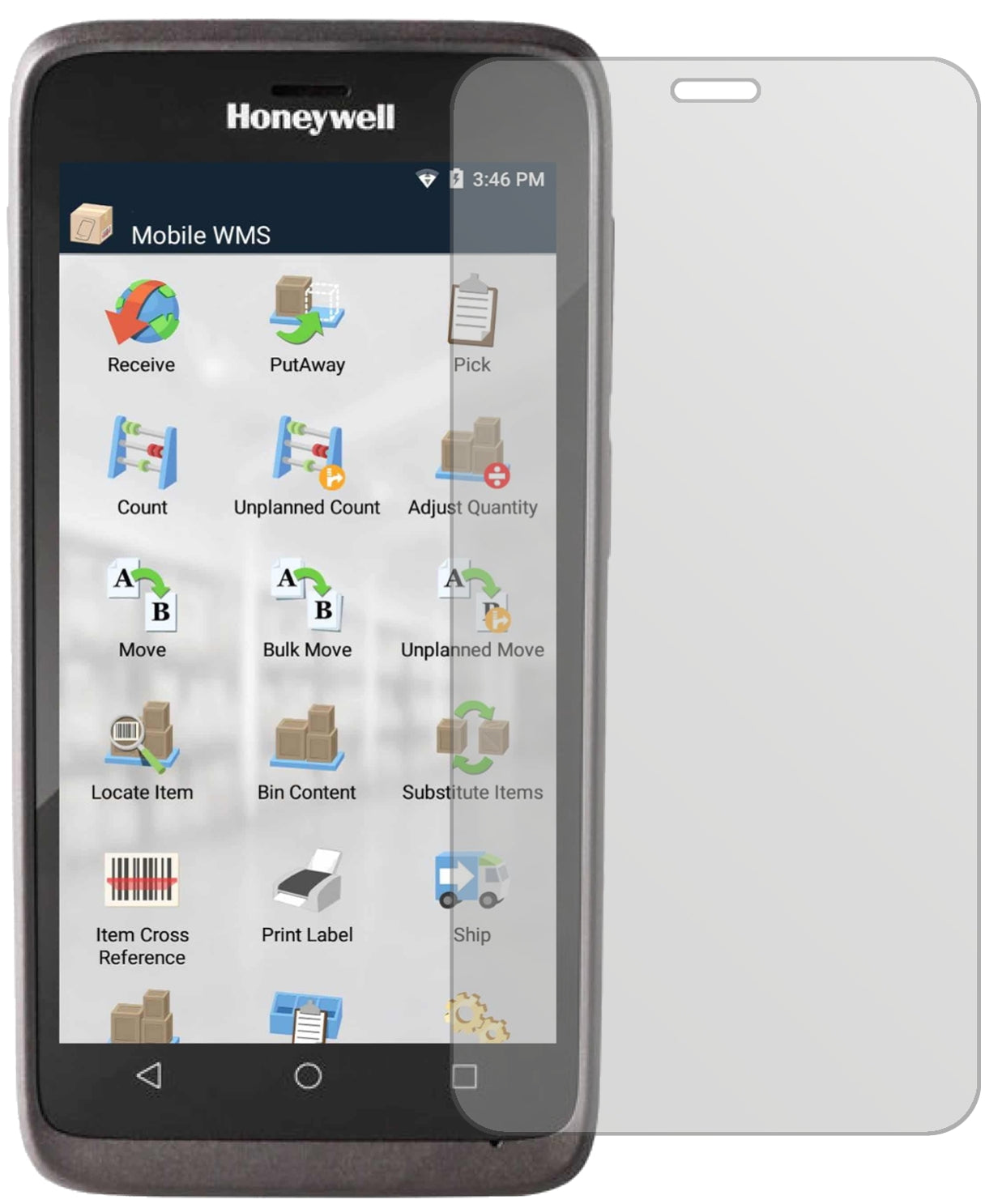 HoneywellEDA51 mit aufgebrachter dipos Displayschutzfolie, die lästige Fingerabdrücke minimiert