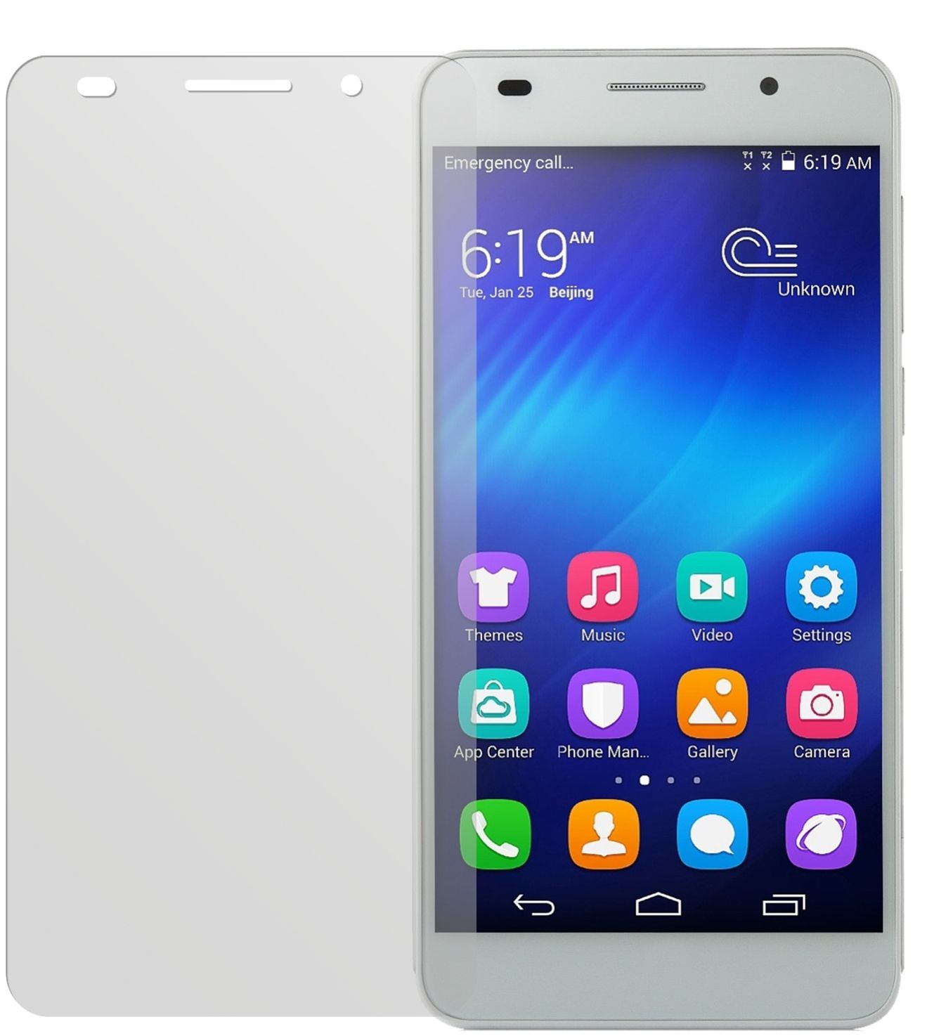 Honor 4AHuawei mit aufgebrachter dipos Displayschutzfolie, die lästige Fingerabdrücke minimiert