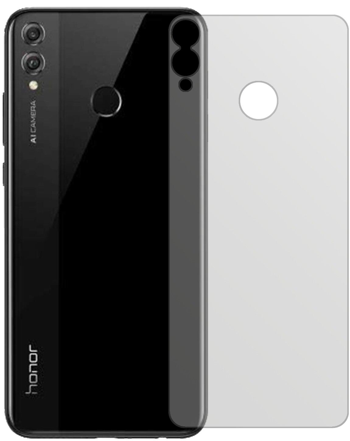 HonorView 10 Lite Rückseite mit aufgebrachter dipos Displayschutzfolie, die lästige Fingerabdrücke minimiert