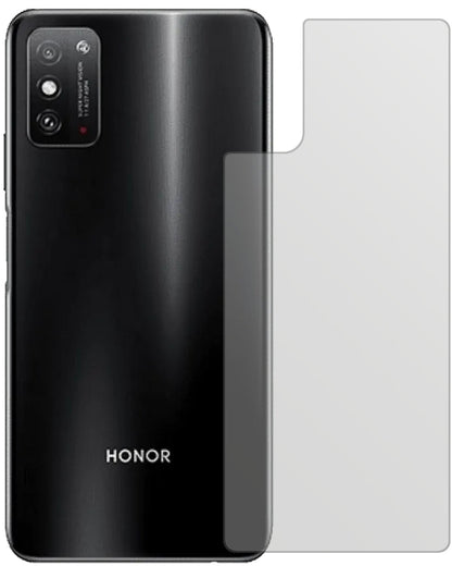 HonorX10 Max 5G Rückseite mit aufgebrachter dipos Displayschutzfolie, die lästige Fingerabdrücke minimiert