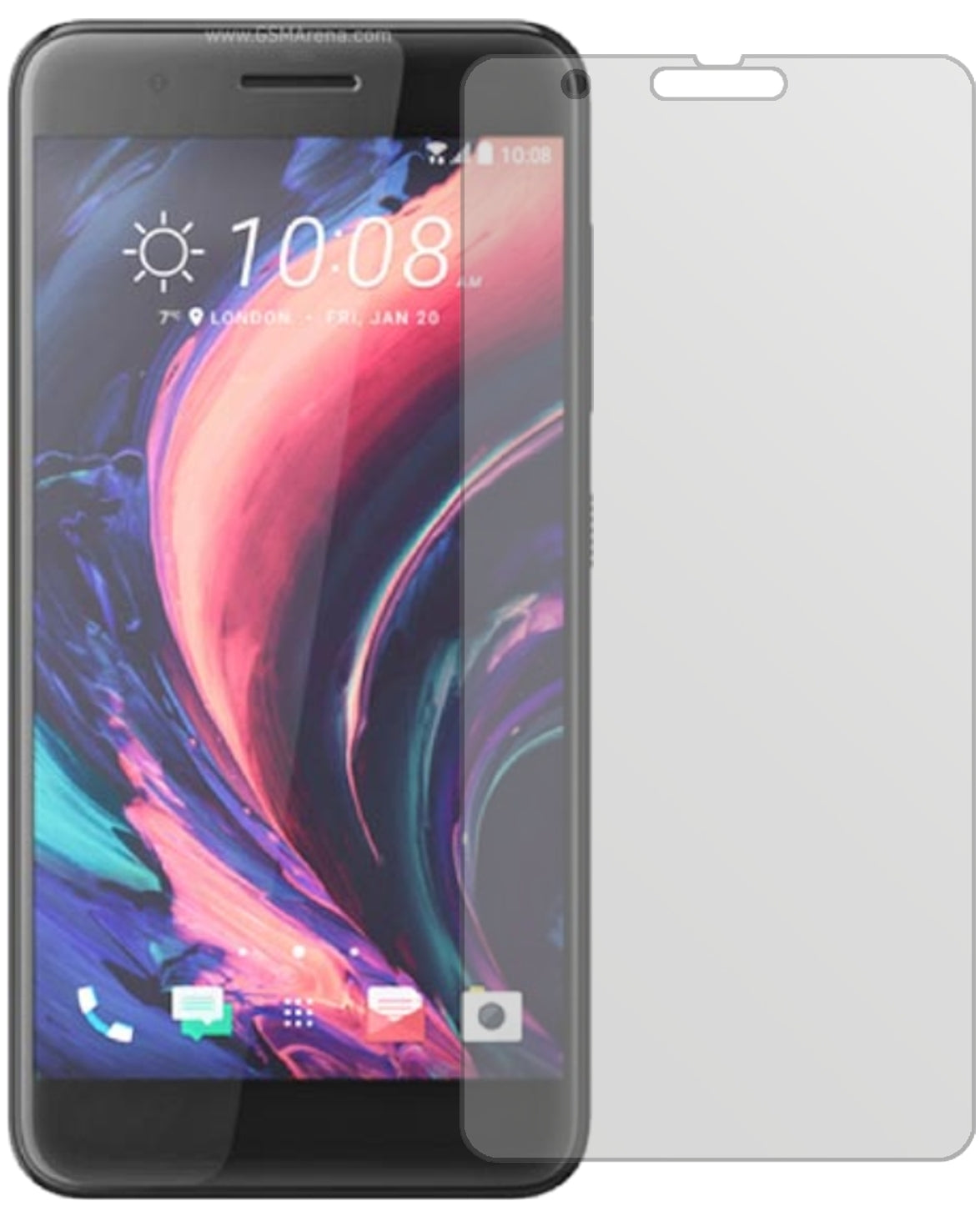 HTCOne X10 mit aufgebrachter dipos Displayschutzfolie, die lästige Fingerabdrücke minimiert
