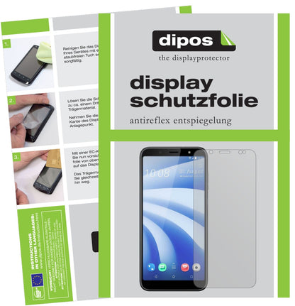 HTCU12 Life mit aufgebrachter dipos Displayschutzfolie, die lästige Fingerabdrücke minimiert