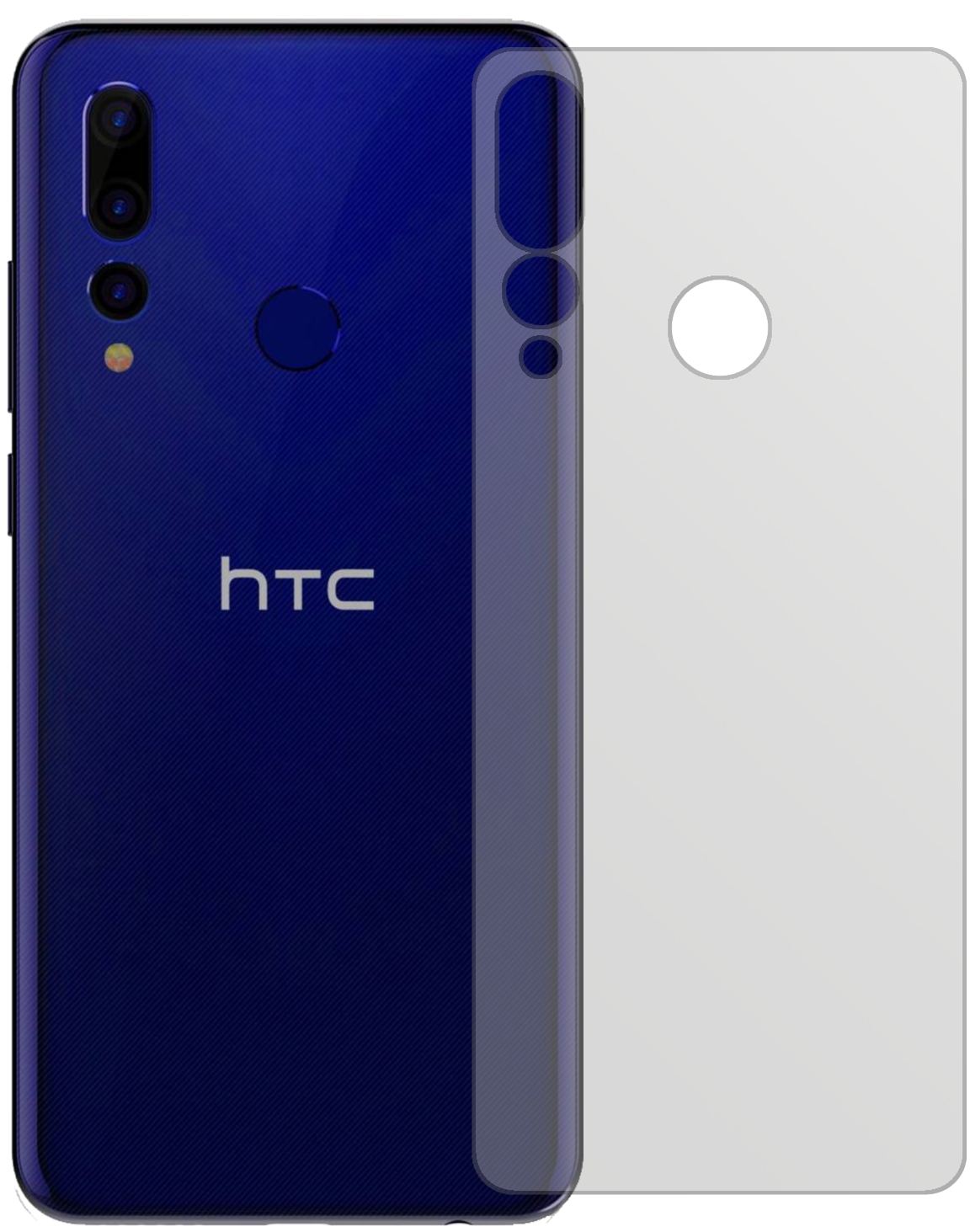 HTCWildfire X Rückseite mit aufgebrachter dipos Displayschutzfolie, die lästige Fingerabdrücke minimiert
