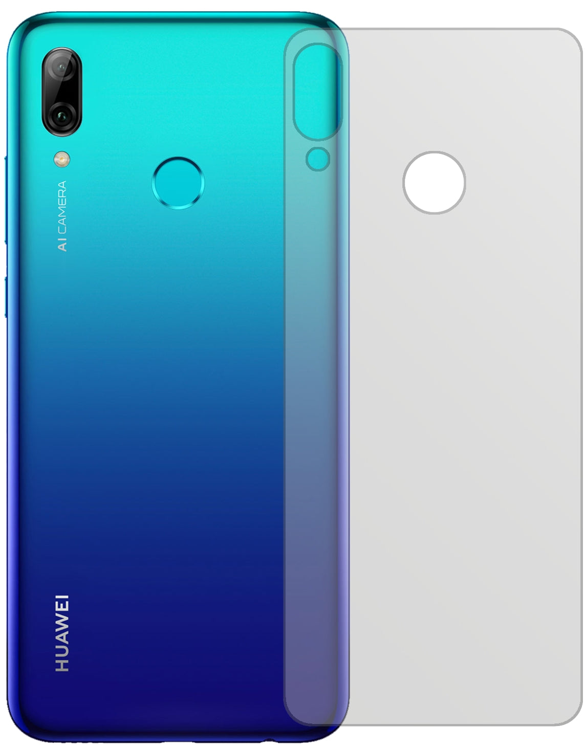 HuaweiEnjoy 9S Rückseite mit aufgebrachter dipos Displayschutzfolie, die lästige Fingerabdrücke minimiert