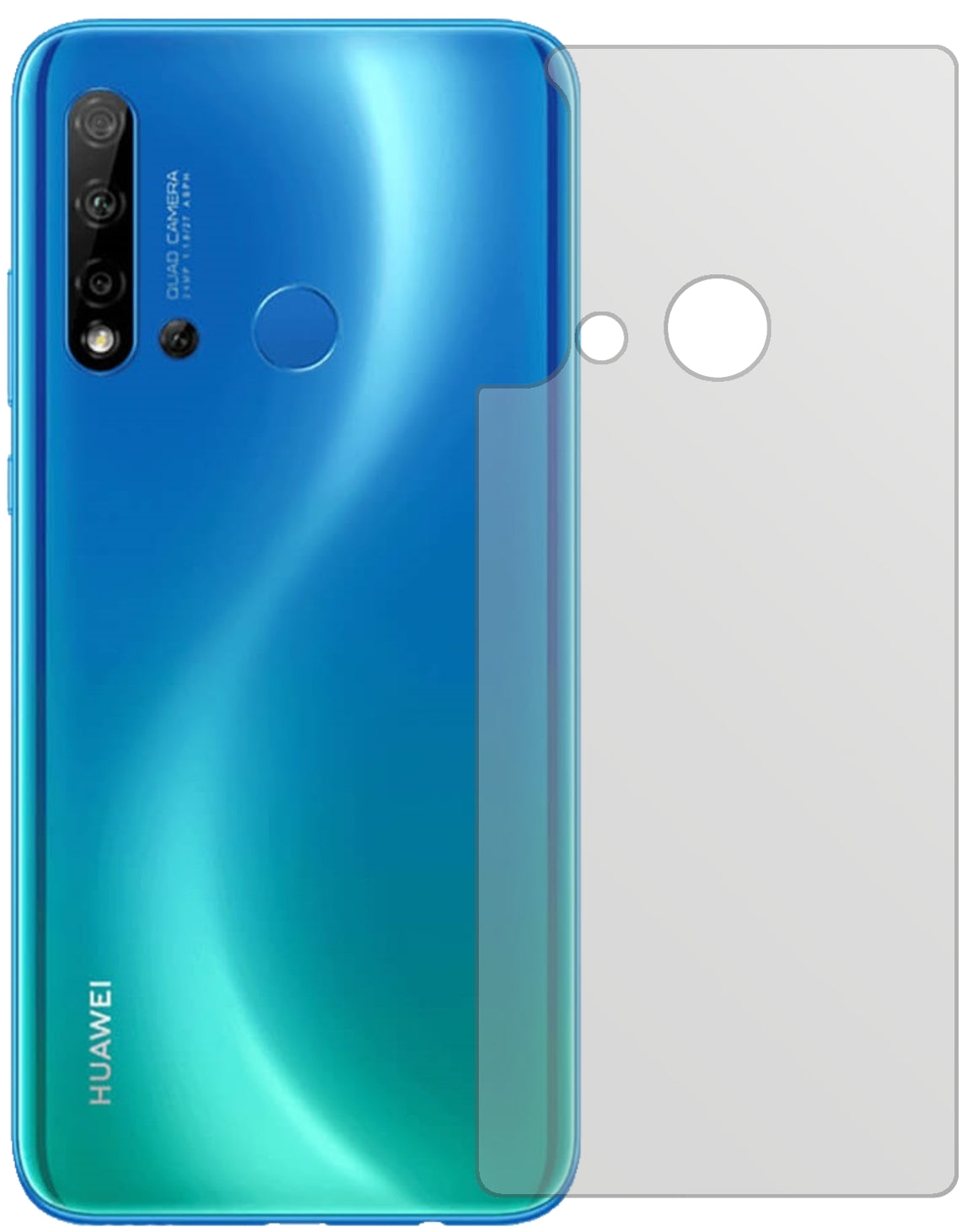 Huaweinova 5i Rückseite mit aufgebrachter dipos Displayschutzfolie, die lästige Fingerabdrücke minimiert