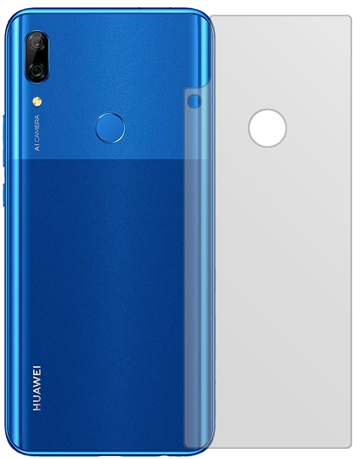 HuaweiP Smart Pro (2020) Rückseite mit aufgebrachter dipos Displayschutzfolie, die lästige Fingerabdrücke minimiert