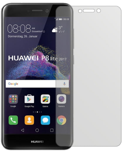 HuaweiP8 Lite2017 mit aufgebrachter dipos Displayschutzfolie, die lästige Fingerabdrücke minimiert