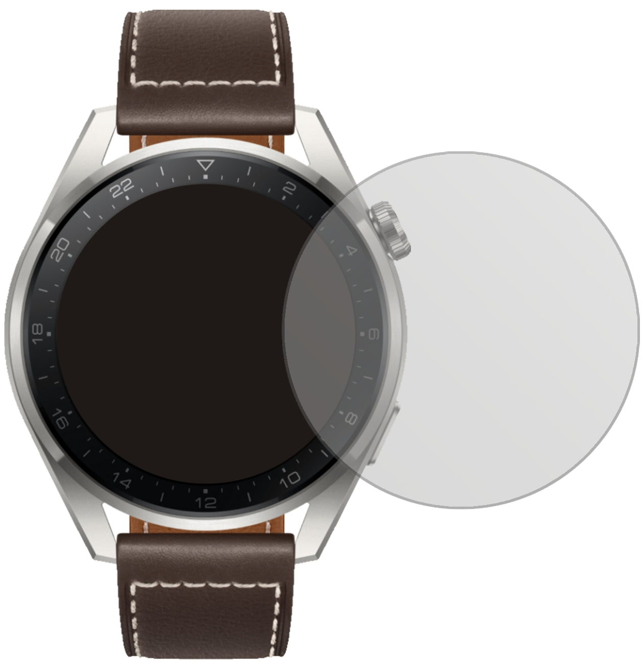 HuaweiWatch 3 Pro mit aufgebrachter dipos Displayschutzfolie, die lästige Fingerabdrücke minimiert