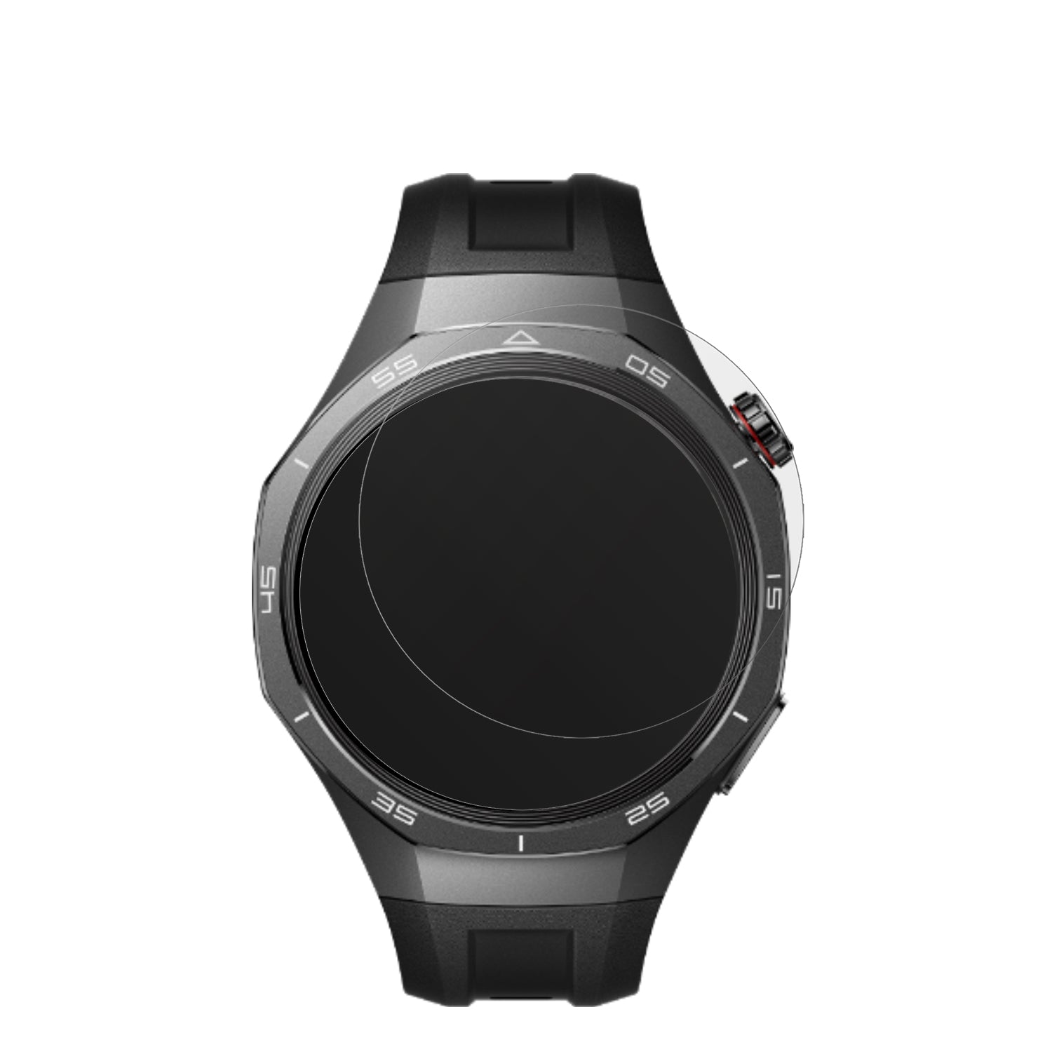 HuaweiWatch GT5 mit aufgebrachter dipos Displayschutzfolie, die lästige Fingerabdrücke minimiert