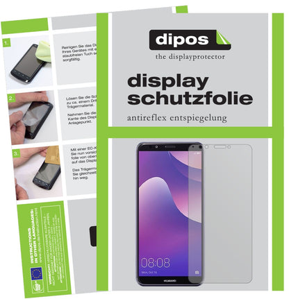 HuaweiY7 (2018) mit aufgebrachter dipos Displayschutzfolie, die lästige Fingerabdrücke minimiert
