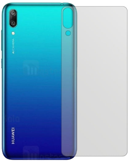 HuaweiY7 Pro (2019) Rückseite mit aufgebrachter dipos Displayschutzfolie, die lästige Fingerabdrücke minimiert