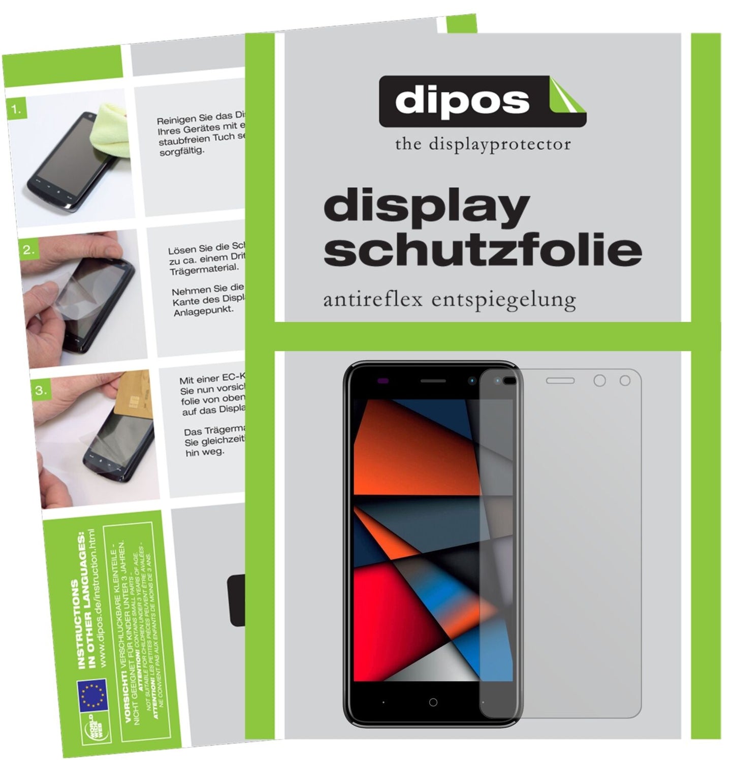 IntexIndie 6 mit aufgebrachter dipos Displayschutzfolie, die lästige Fingerabdrücke minimiert