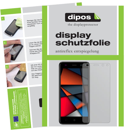 IntexIndie 6 mit aufgebrachter dipos Displayschutzfolie, die lästige Fingerabdrücke minimiert