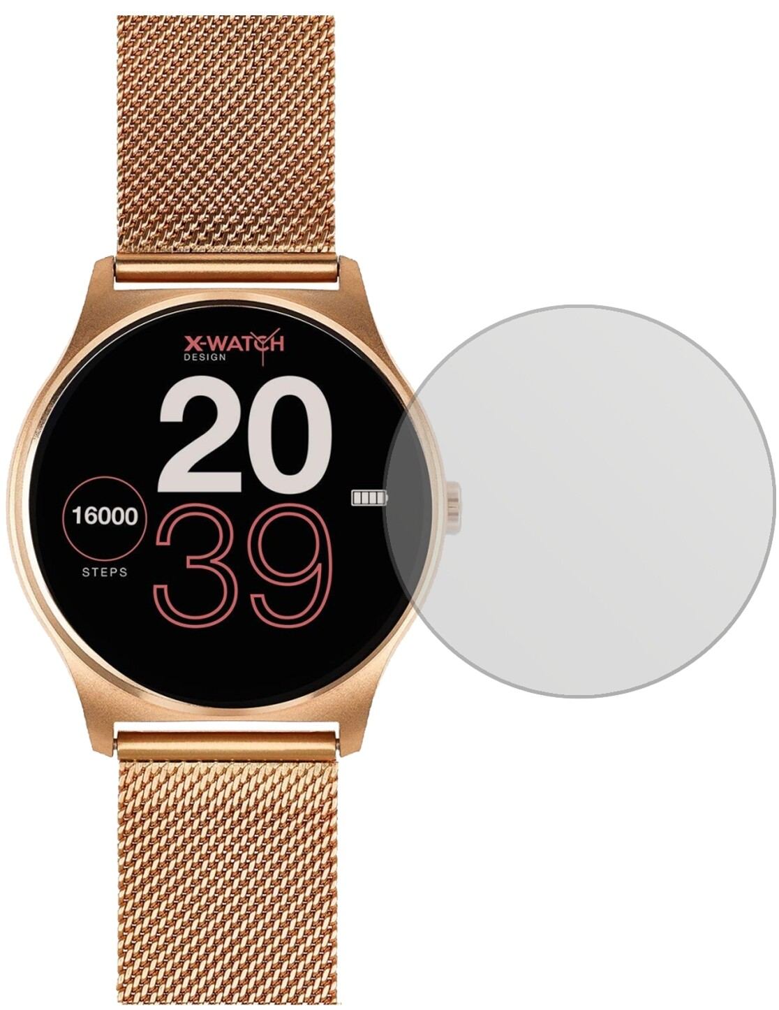 JoliXW Pro Smartwatch mit aufgebrachter dipos Displayschutzfolie, die lästige Fingerabdrücke minimiert