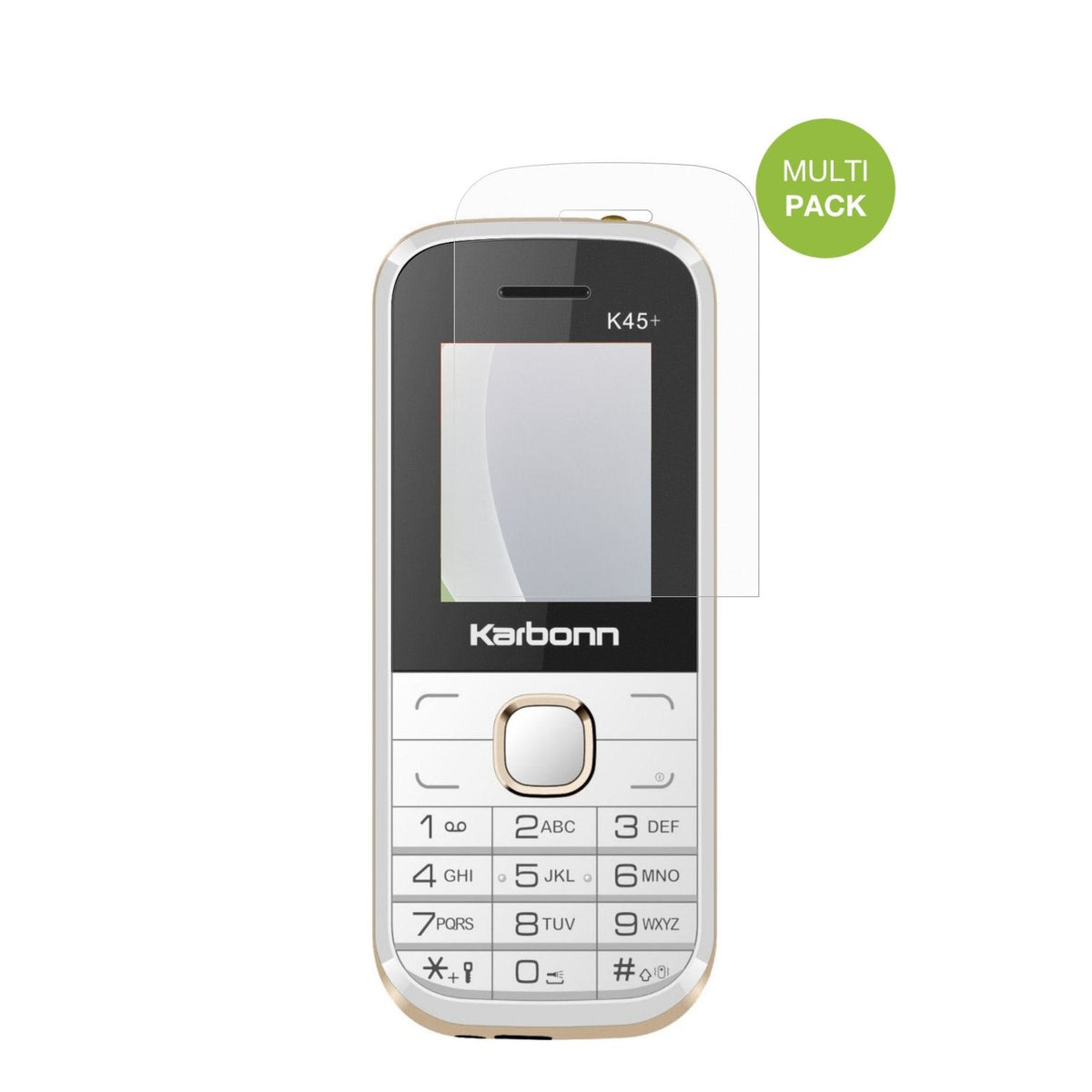 KarbonnK45 Plus mit aufgebrachter dipos Displayschutzfolie, die lästige Fingerabdrücke minimiert