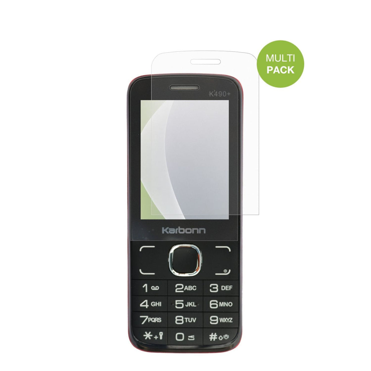 KarbonnK490 Plus mit aufgebrachter dipos Displayschutzfolie, die lästige Fingerabdrücke minimiert