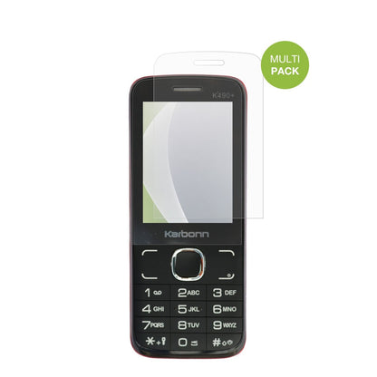 KarbonnK490 Plus mit aufgebrachter dipos Displayschutzfolie, die lästige Fingerabdrücke minimiert