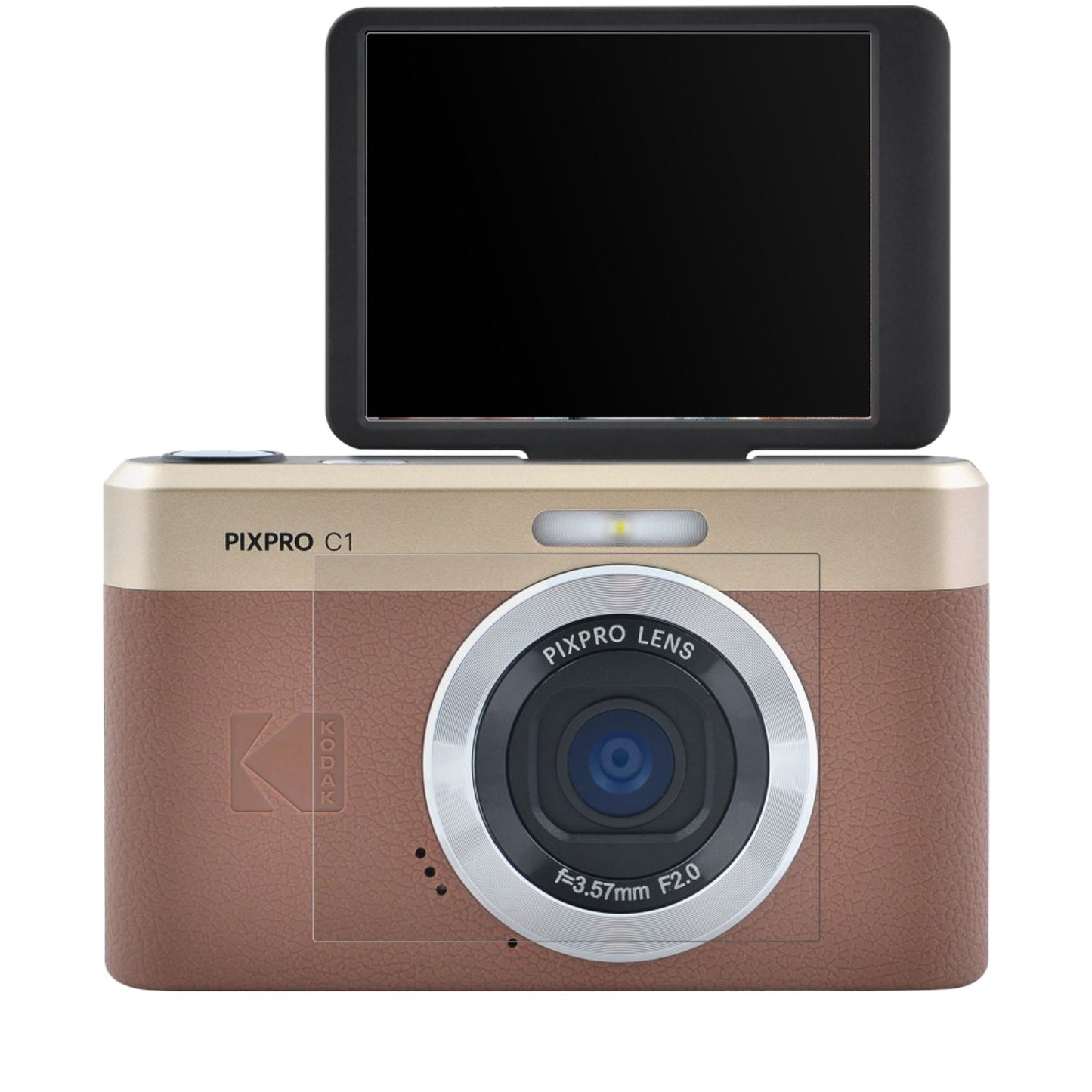 KodakPixpro C1 mit aufgebrachter dipos Displayschutzfolie, die lästige Fingerabdrücke minimiert
