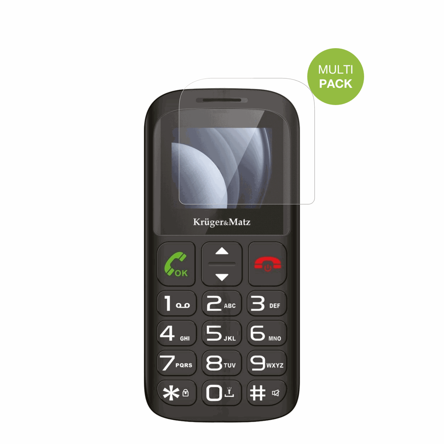 Kruger MatzSimple 923 mit aufgebrachter dipos Displayschutzfolie, die lästige Fingerabdrücke minimiert