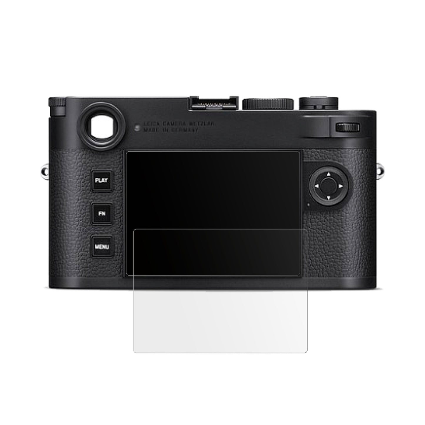 LeicaM 11-D mit aufgebrachter dipos Displayschutzfolie, die lästige Fingerabdrücke minimiert