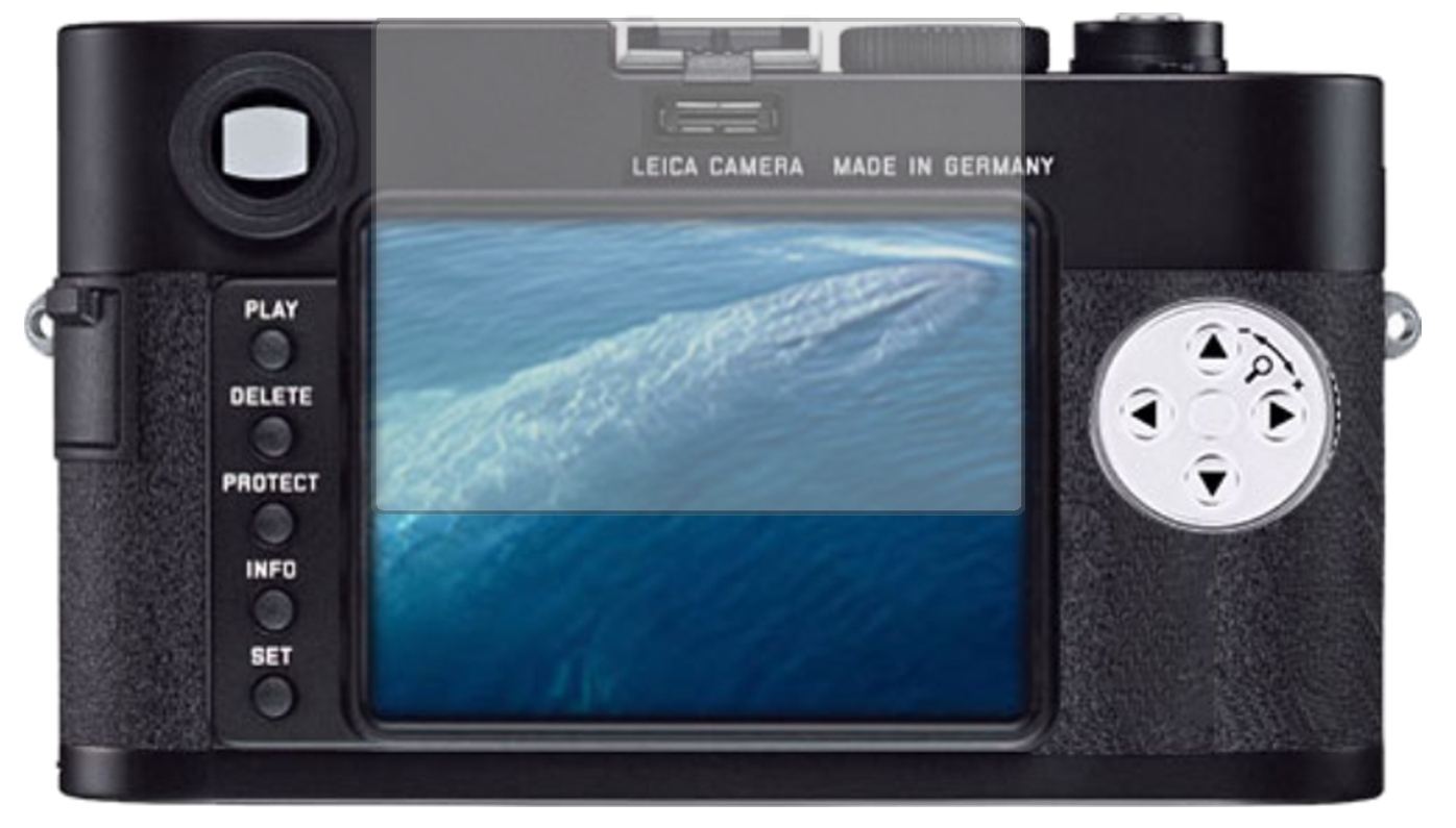 LeicaM10 mit aufgebrachter dipos Displayschutzfolie, die lästige Fingerabdrücke minimiert