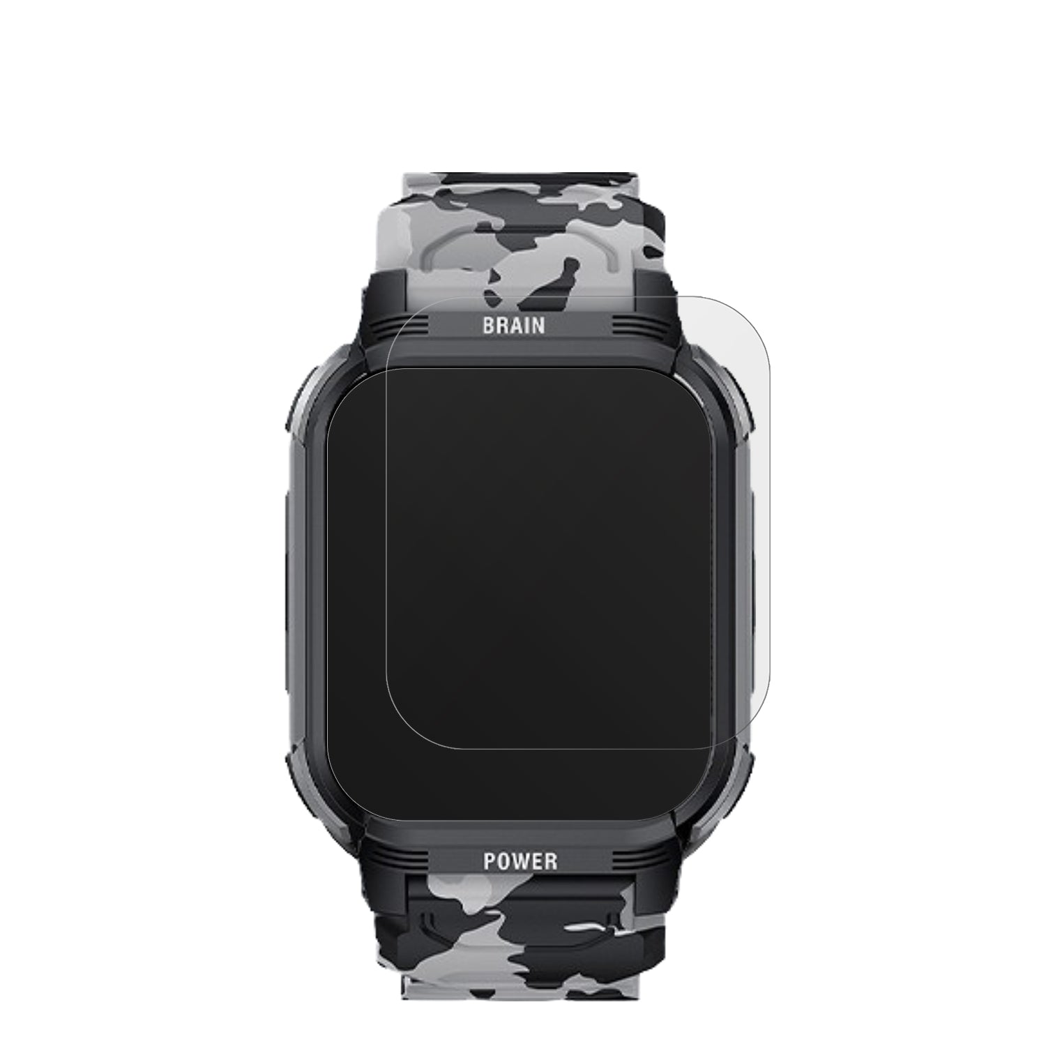 LEMFOY10 Smartwatch mit aufgebrachter dipos Displayschutzfolie, die lästige Fingerabdrücke minimiert